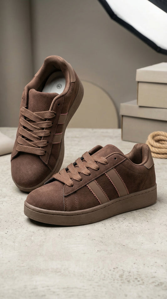 Zamszowe sneakersy – czekoladowy brąz