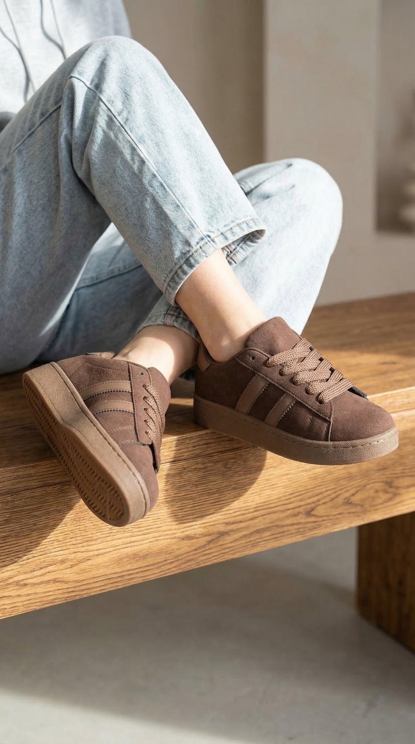 Zamszowe sneakersy – czekoladowy brąz